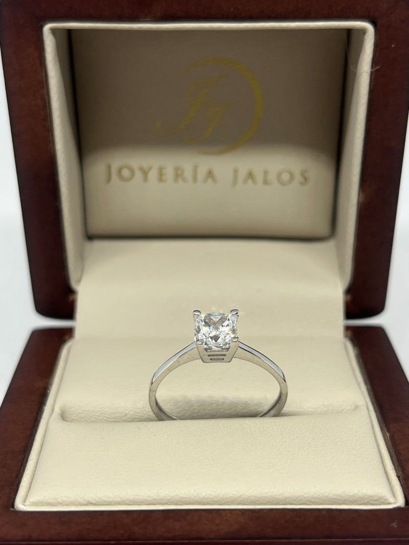 Anillo Compromiso Oro Blanco 14K Zirconia