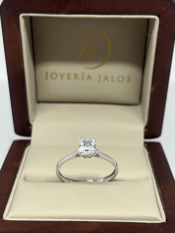 Anillo Compromiso Oro Blanco 10K Zirconia