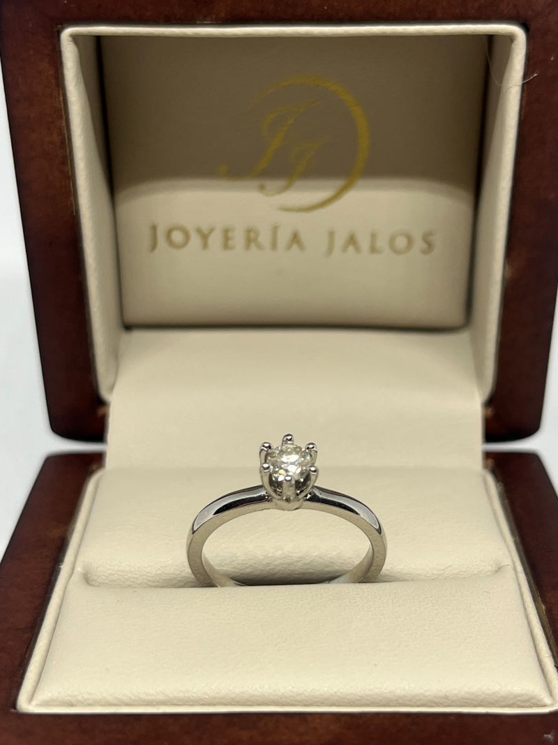 Anillo Compromiso Oro Blanco 14K Diamante Natural