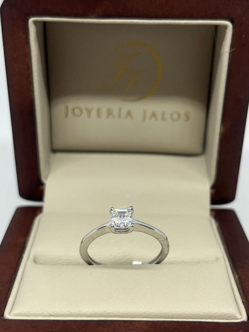 Anillo Compromiso Oro Blanco 14K Zirconia