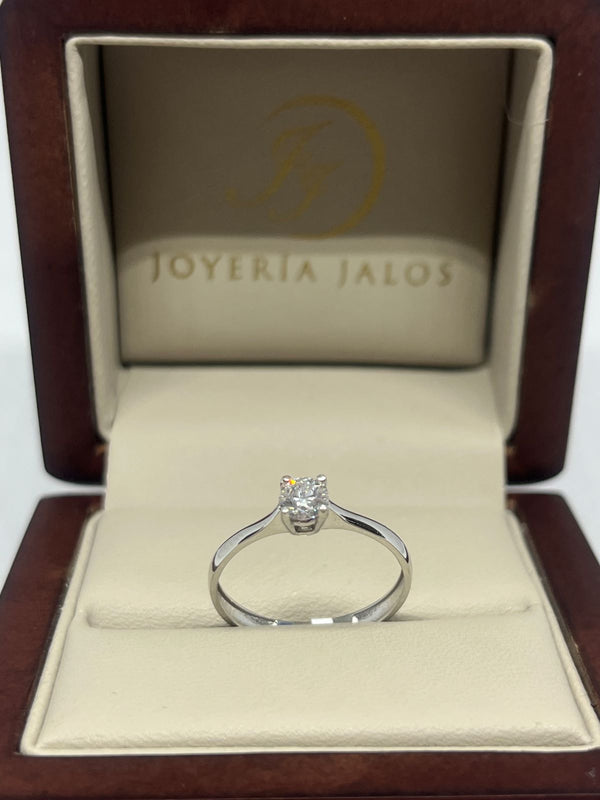 Anillo Compromiso Oro Blanco 14K Diamante Natural