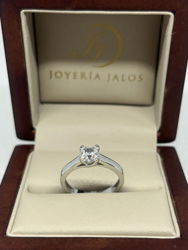 Anillo Compromiso Oro Blanco 14K Zirconia
