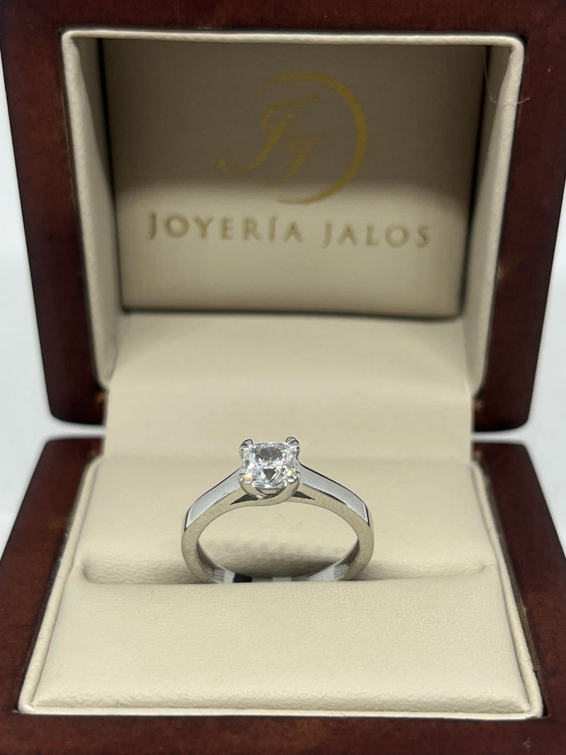 Anillo Compromiso Oro Blanco 14K Zirconia