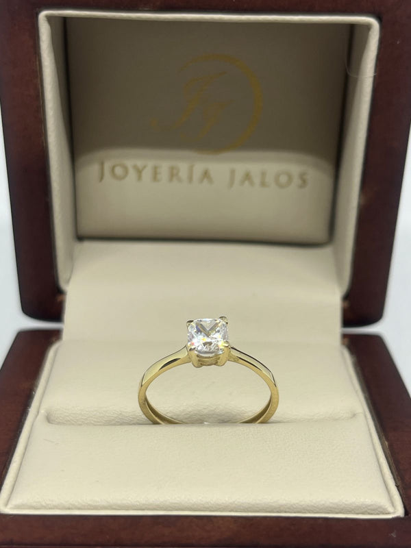 Anillo Compromiso Oro Amarillo 14K Zirconia