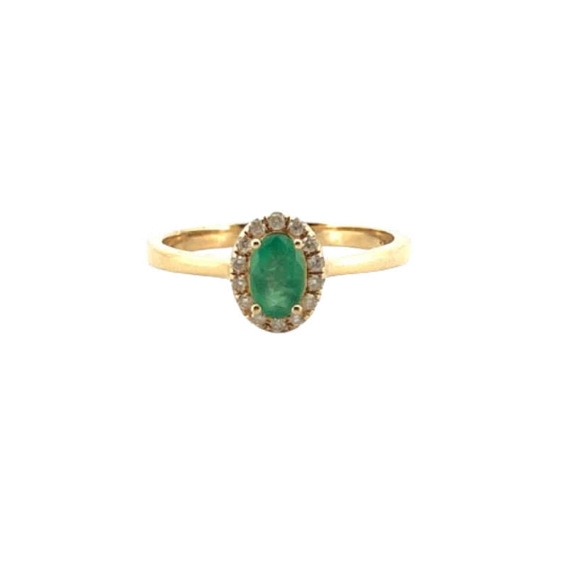 Anillo Esmeralda Con Diamantes 14K