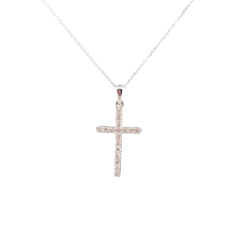 Gargantilla Cruz Con Diamantes 14K