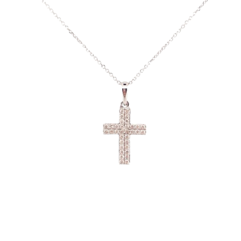 Gargantilla Cruz Con Diamantes 14K