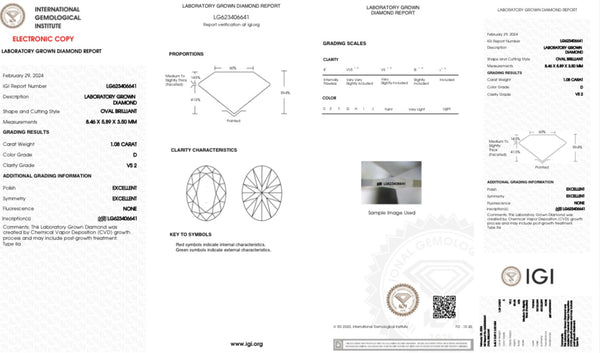 Diamante Laboratorio Desmontado Oval IGI 1.08 CT