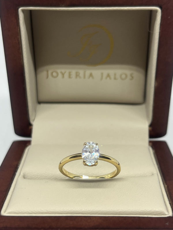 Anillo Compromiso Oro Amarillo 14K Zirconia