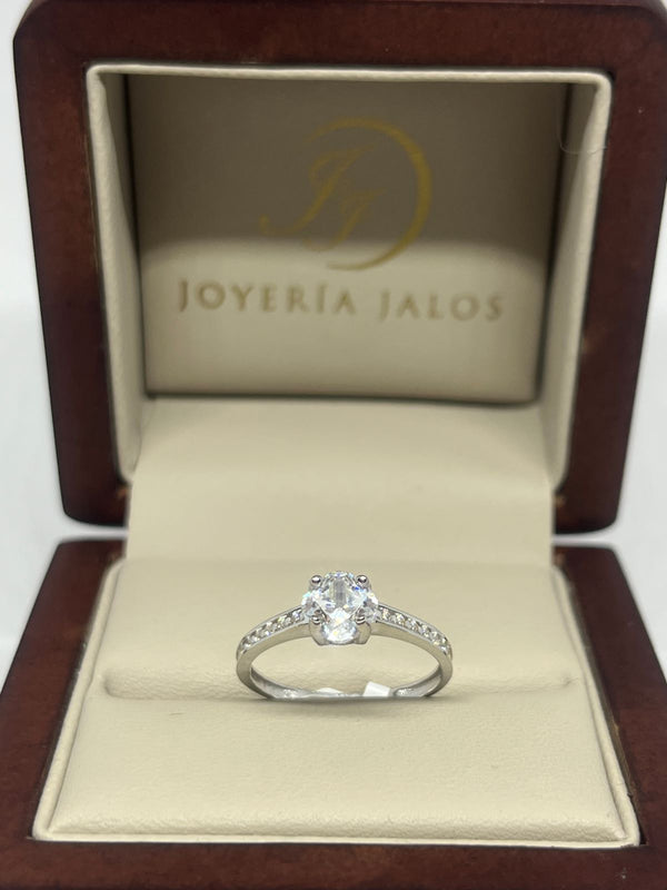 Anillo Compromiso Oro Blanco 10K Zirconia