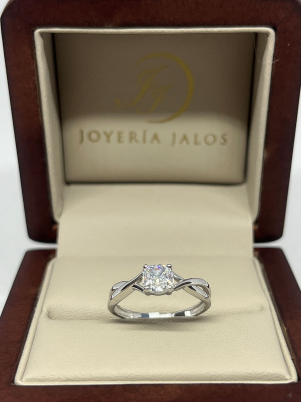 Anillo Compromiso Oro Blanco 14K Zirconia