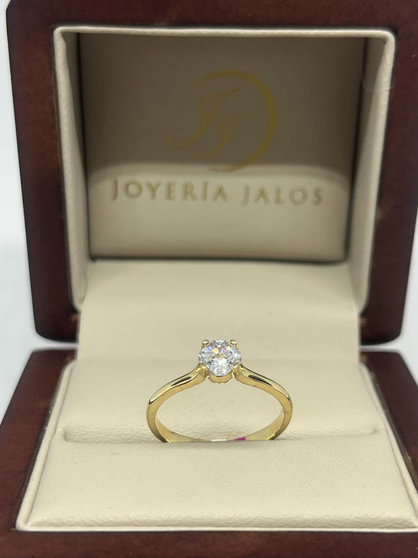 Anillo Compromiso Oro Amarillo 14K Zirconia