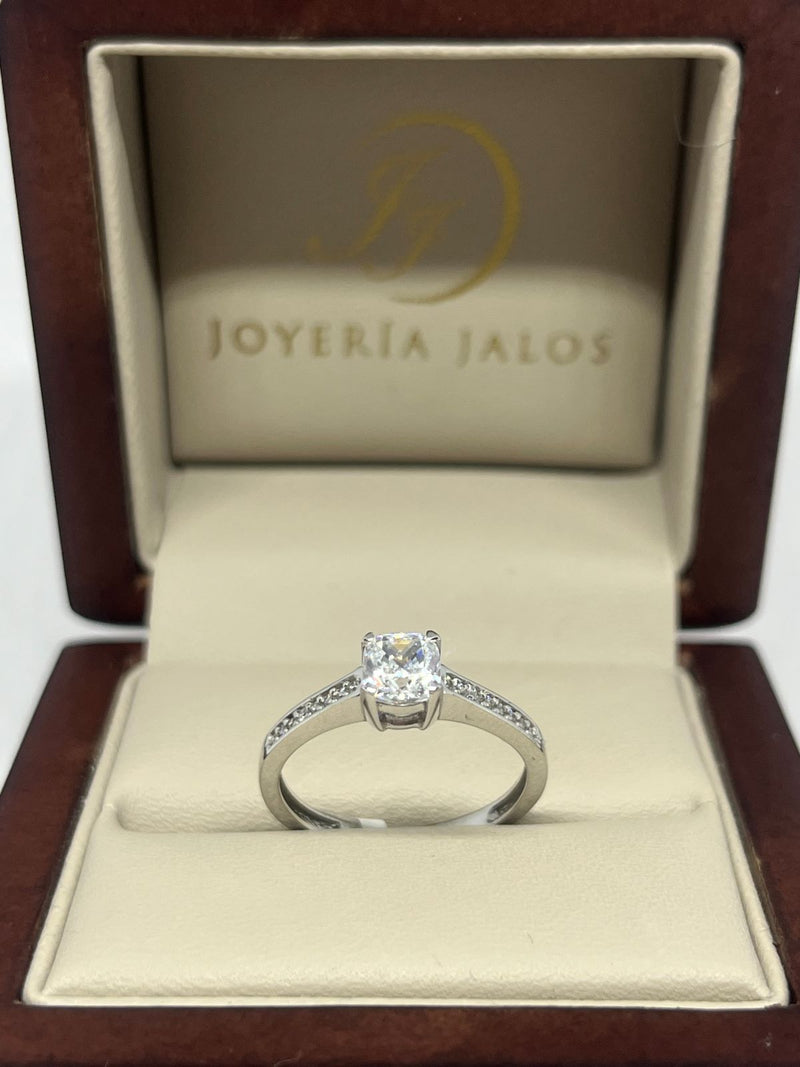 Anillo Compromiso Oro Blanco 10K Zirconia