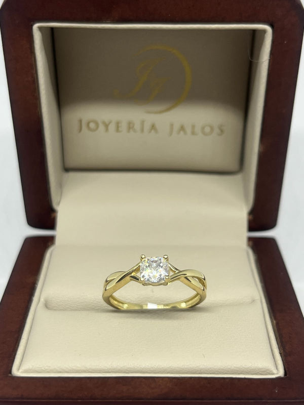Anillo Compromiso Oro Amarillo 10K Zirconia