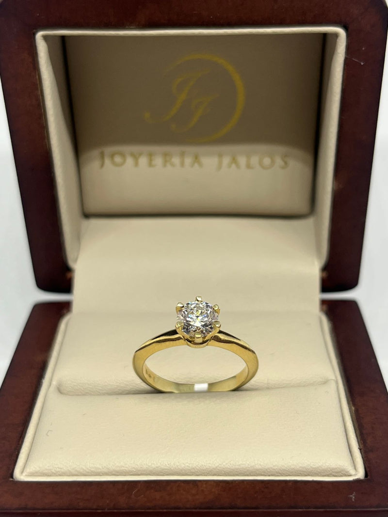 Anillo Compromiso Oro Amarillo 14K Diamante Laboratorio IGI