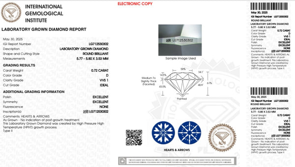 Diamante Laboratorio Desmontado Redondo IGI 0.72 CT