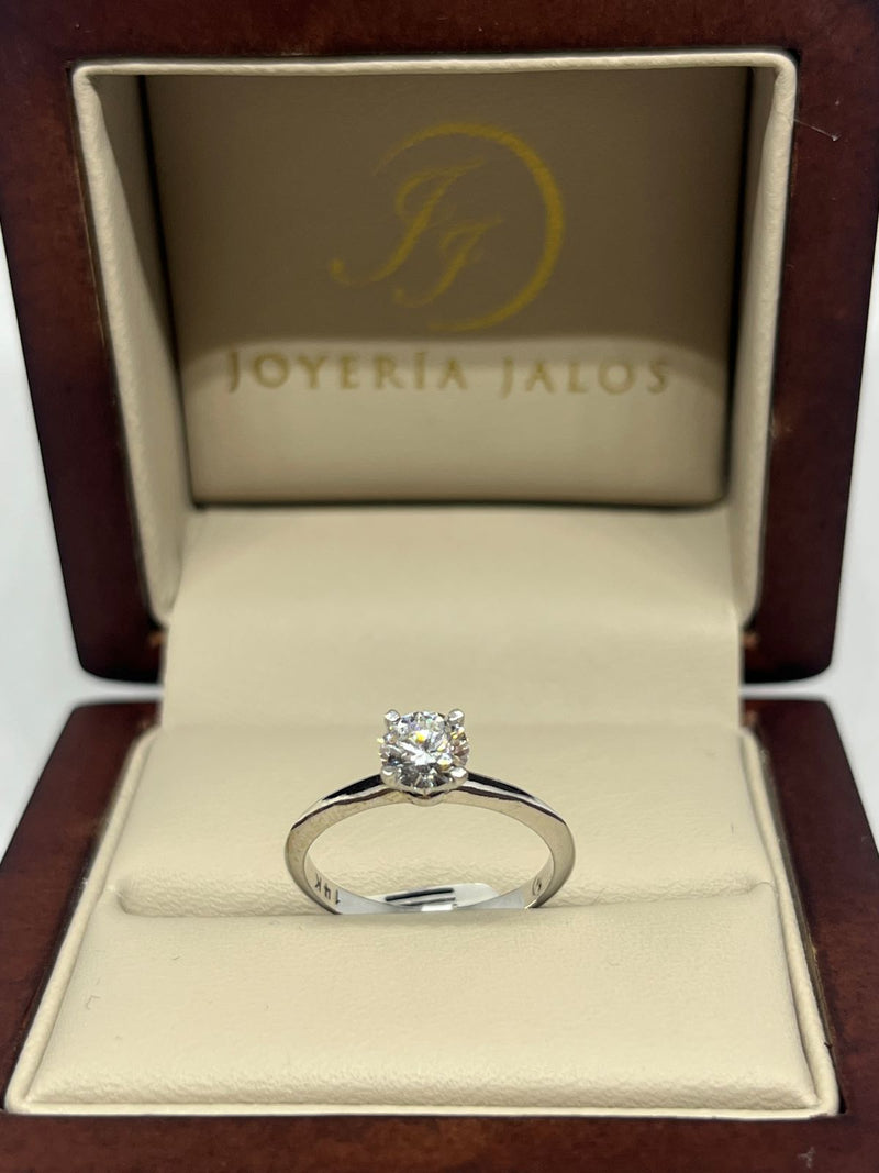 Anillo Compromiso Oro Blanco 14K Diamante Laboratorio IGI