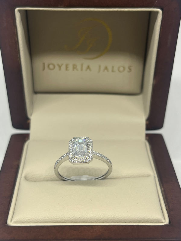 Anillo Compromiso Oro Blanco 10K Zirconia