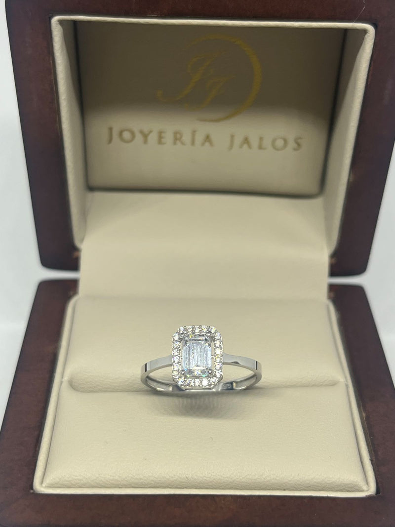 Anillo Compromiso Oro Blanco 10K Zirconia