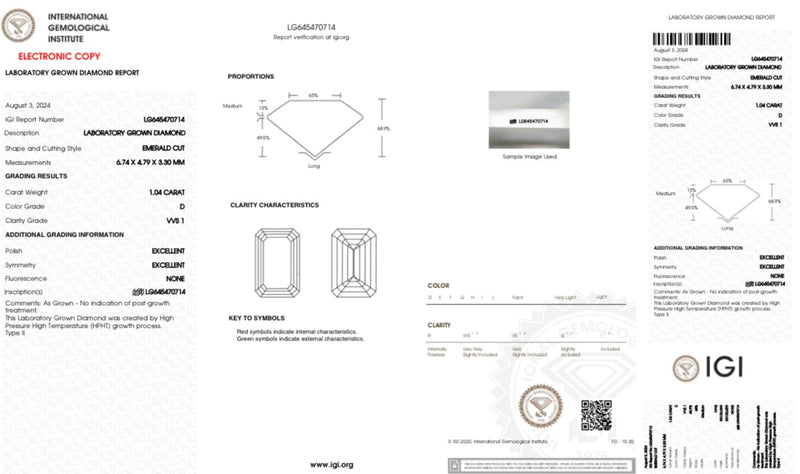 Diamante Laboratorio Desmontado Esmeralda IGI 1.04 CT