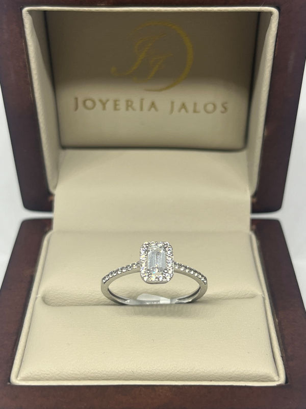 Anillo Compromiso Oro Blanco 10K Zirconia