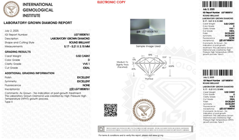 Diamante Laboratorio Desmontado Redondo IGI 0.52 CT