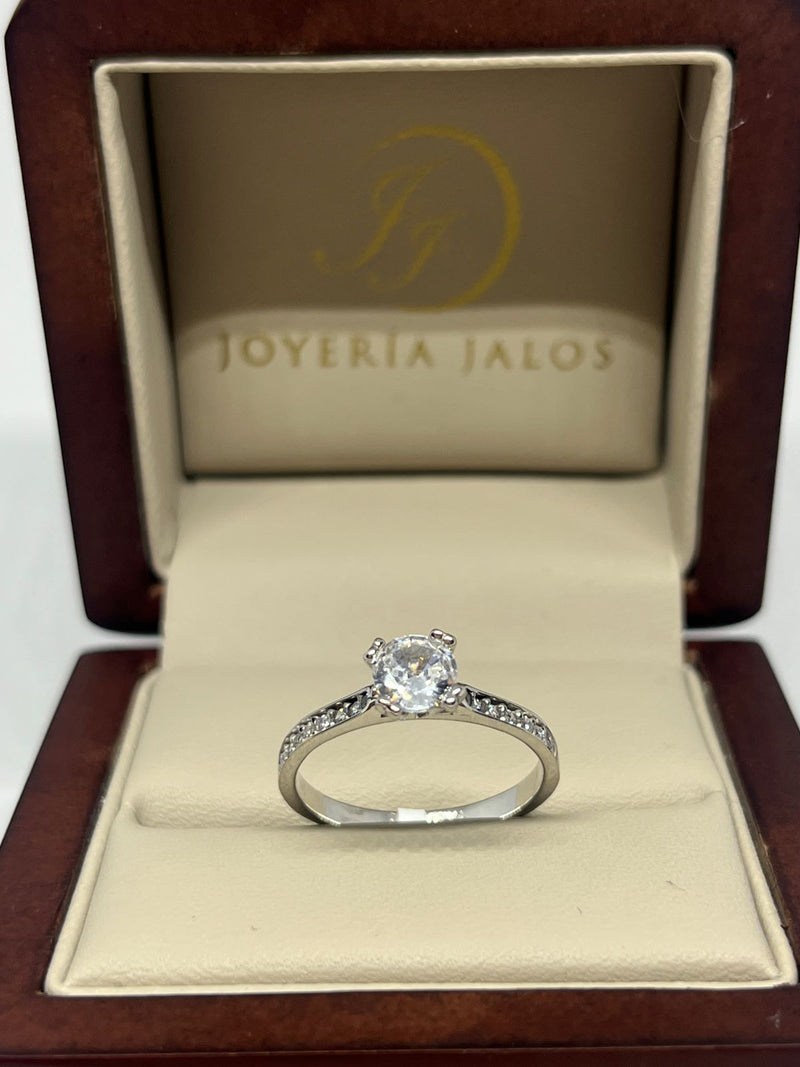 Anillo Compromiso Oro Blanco 10K Zirconia