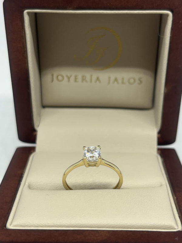 Anillo Compromiso Oro Amarillo 14K Zirconia