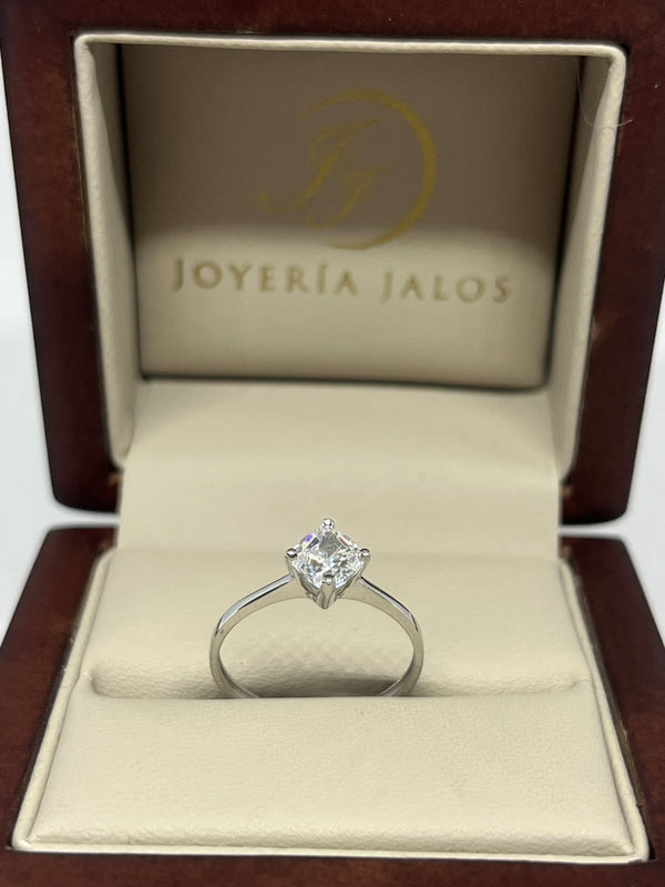 Anillo Compromiso Oro Blanco 14K Zirconia