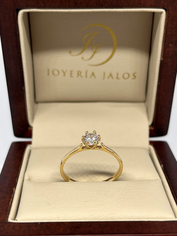 Anillo Compromiso Oro Amarillo 14K Zirconia