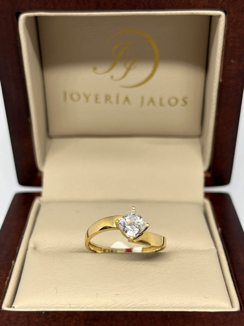 Anillo Compromiso Oro Amarillo 14K Zirconia