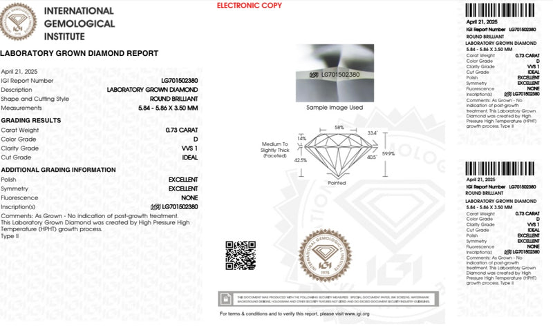Diamante Laboratorio Desmontado Redondo IGI 0.73 CT