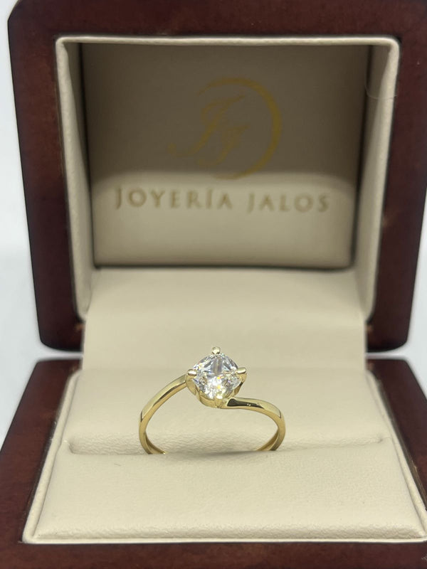 Anillo Compromiso Oro Amarillo 14K Zirconia