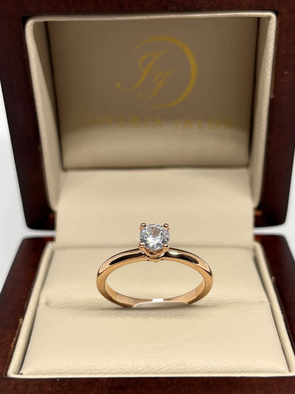 Anillo Compromiso Oro Rosa 14K Zirconia