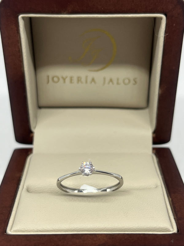 Anillo Compromiso Oro Blanco 14K Zirconia