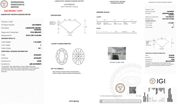 Diamante Laboratorio Desmontado Oval IGI 1.10 CT