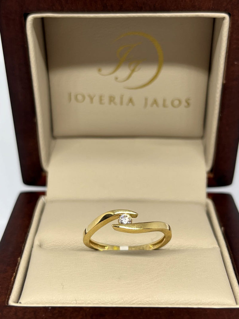 Anillo Compromiso Oro Amarillo 14K Zirconia