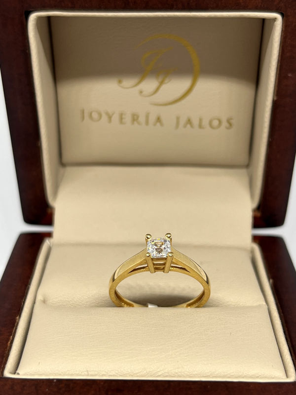 Anillo Compromiso Oro Amarillo 14K Zirconia