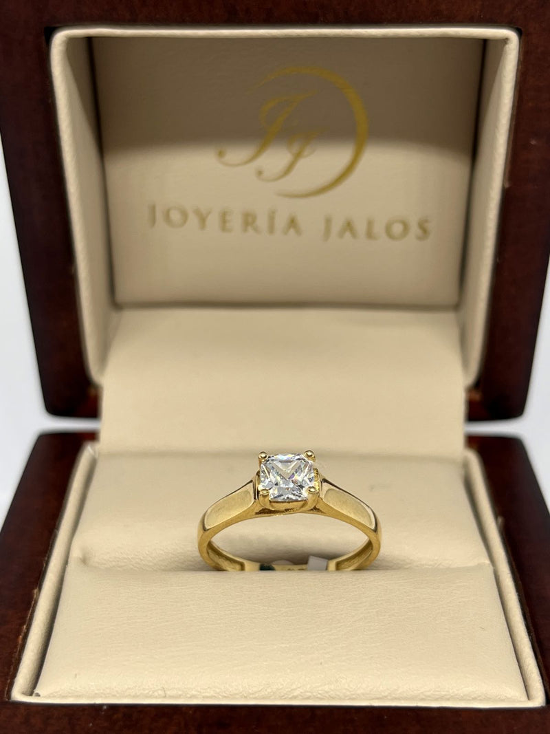 Anillo Compromiso Oro Amarillo 14K Zirconia