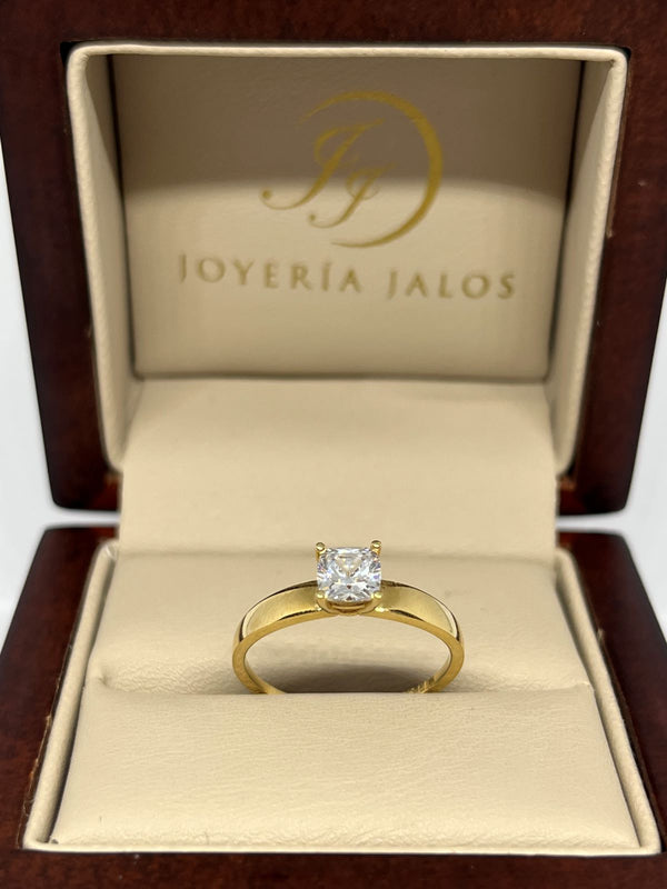 Anillo Compromiso Oro Amarillo 14K Zirconia