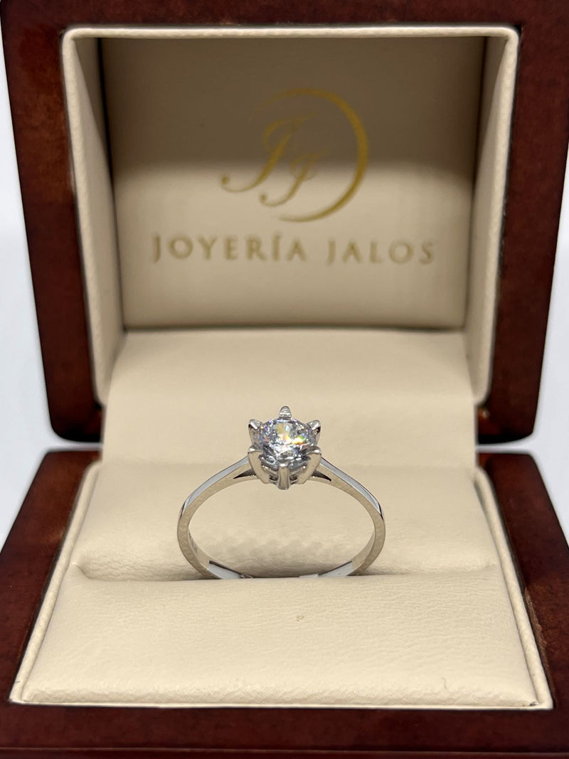 Anillo Compromiso Oro Blanco 14K Zirconia