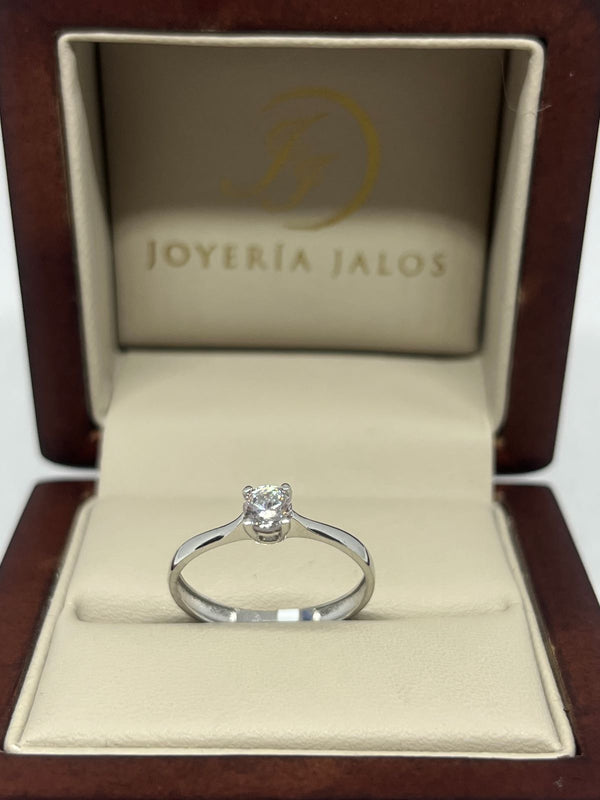 Anillo Compromiso Oro Blanco 14K Zirconia