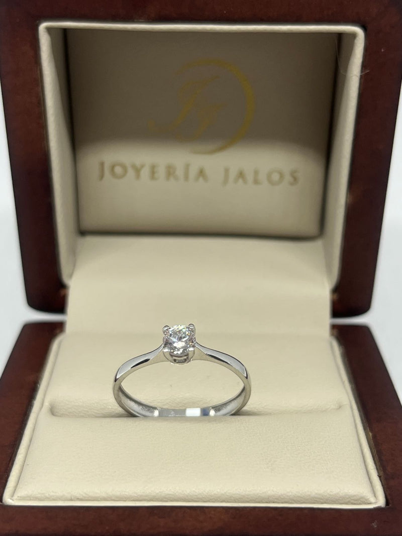 Anillo Compromiso Oro Blanco 14K Zirconia