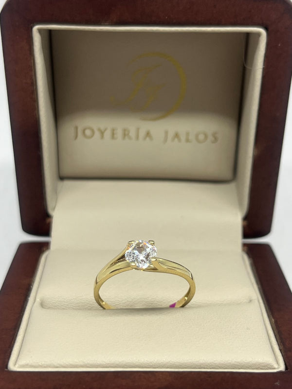 Anillo Compromiso Oro Amarillo 14K Zirconia