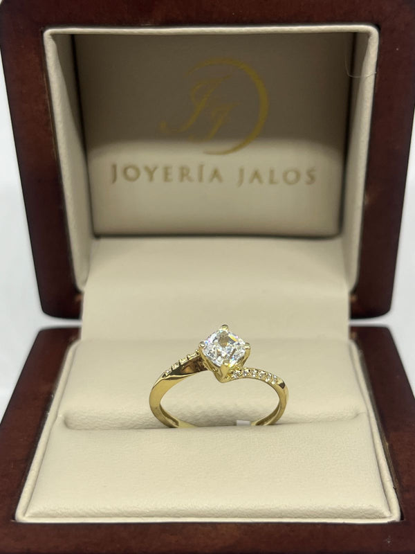 Anillo Compromiso Oro Amarillo 10K Zirconia