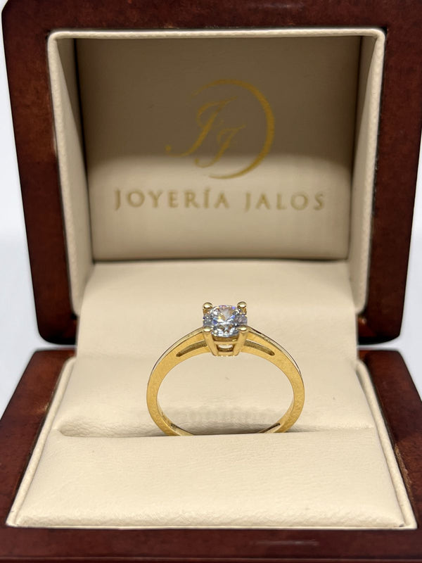 Anillo Compromiso Oro Amarillo 14K Zirconia