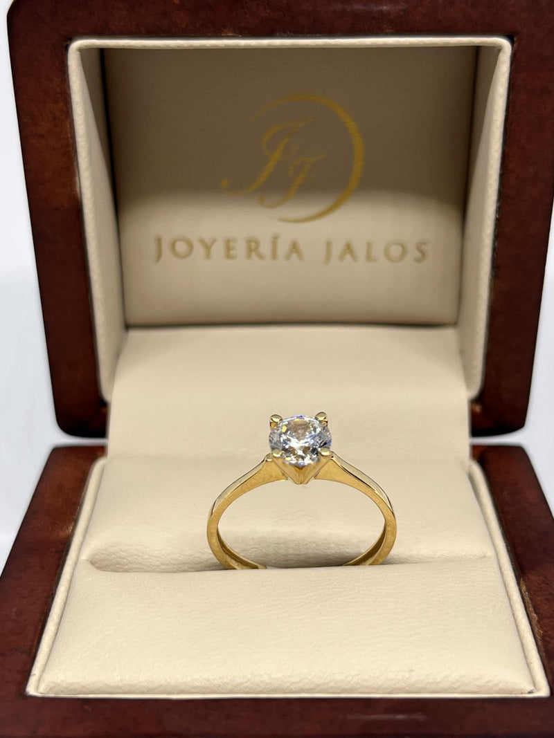 Anillo Compromiso Oro Amarillo 14K Zirconia