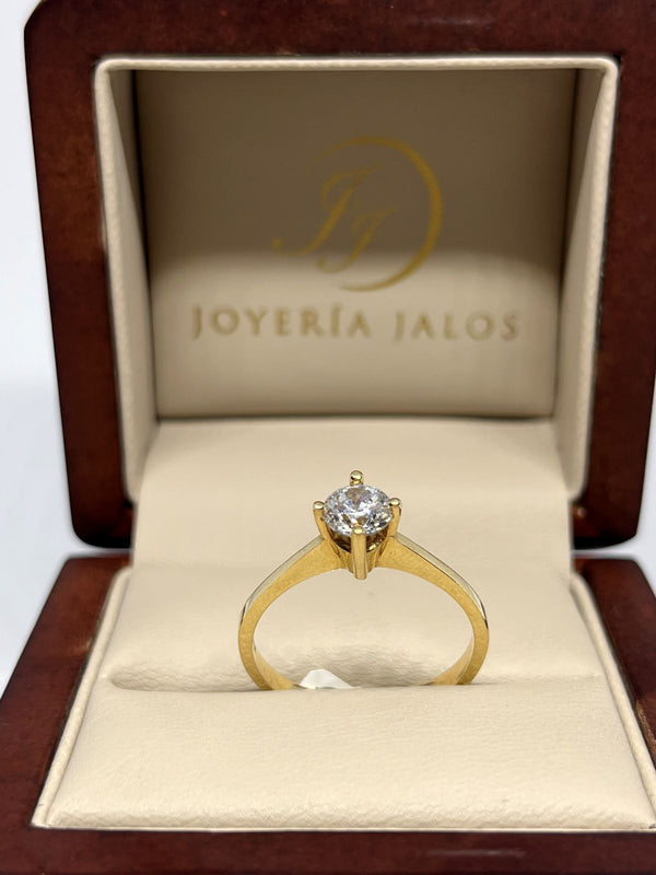 Anillo Compromiso Oro Amarillo 14K Zirconia