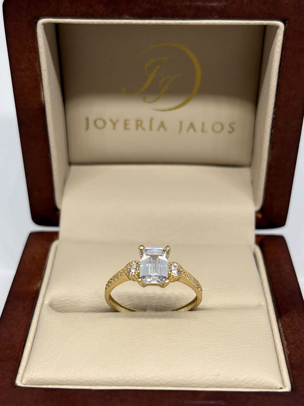 Anillo Compromiso Oro Amarillo 14K Zirconia