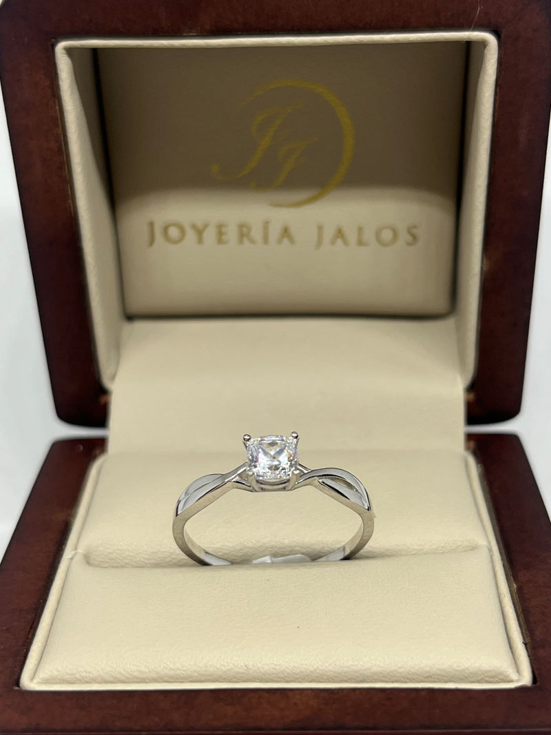 Anillo Compromiso Oro Blanco 14K Zirconia